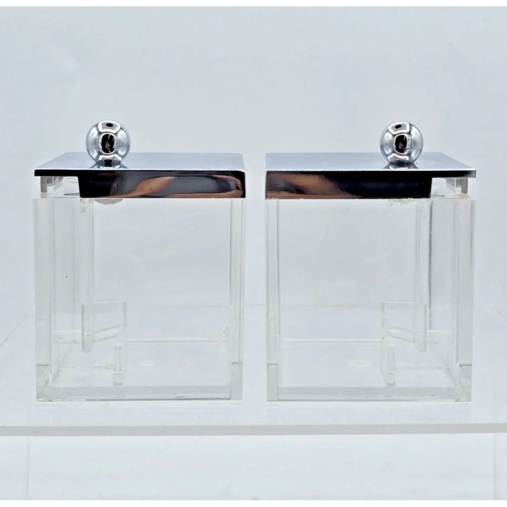 Vintage RARE -  W.M. Bounds Lucite Square Sugar Containers - Very Nice‎